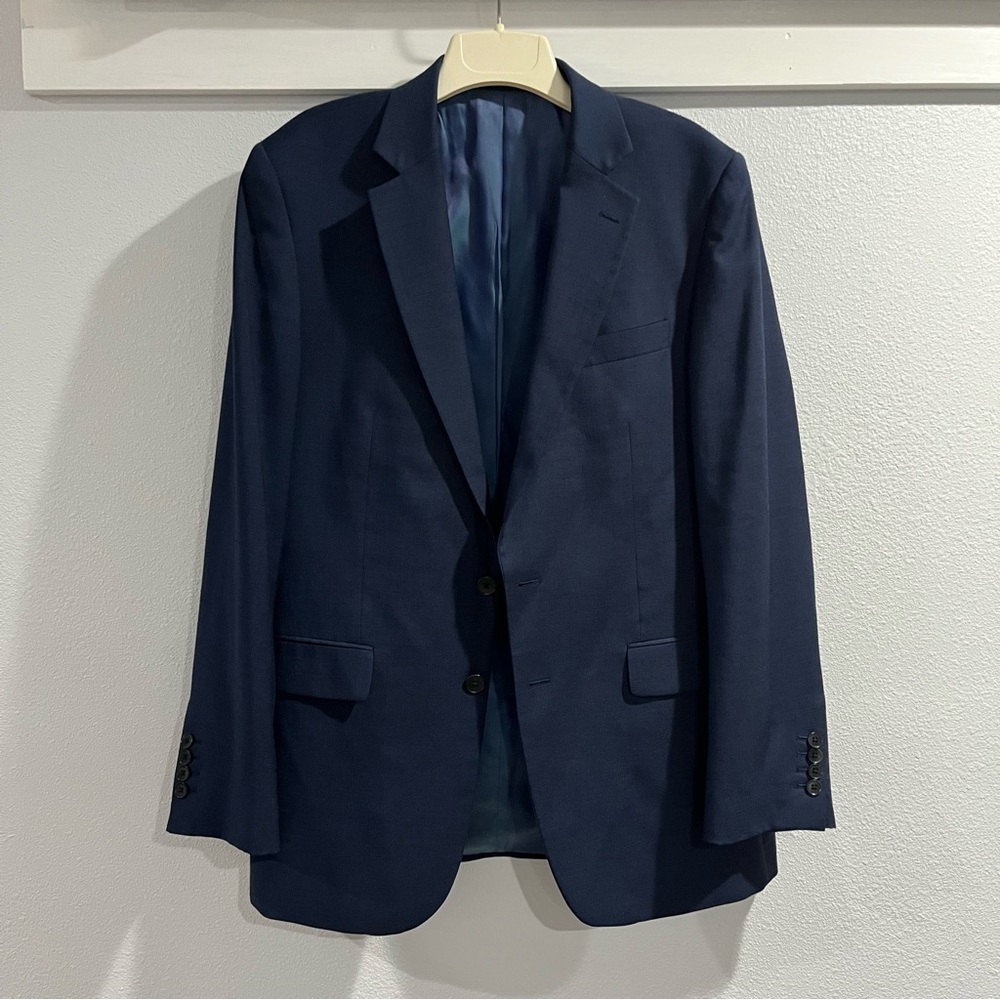 Charles Tyrwhitt 40R Classic Fit Navy Blue Super 100s Wool Blazer Sport Coat